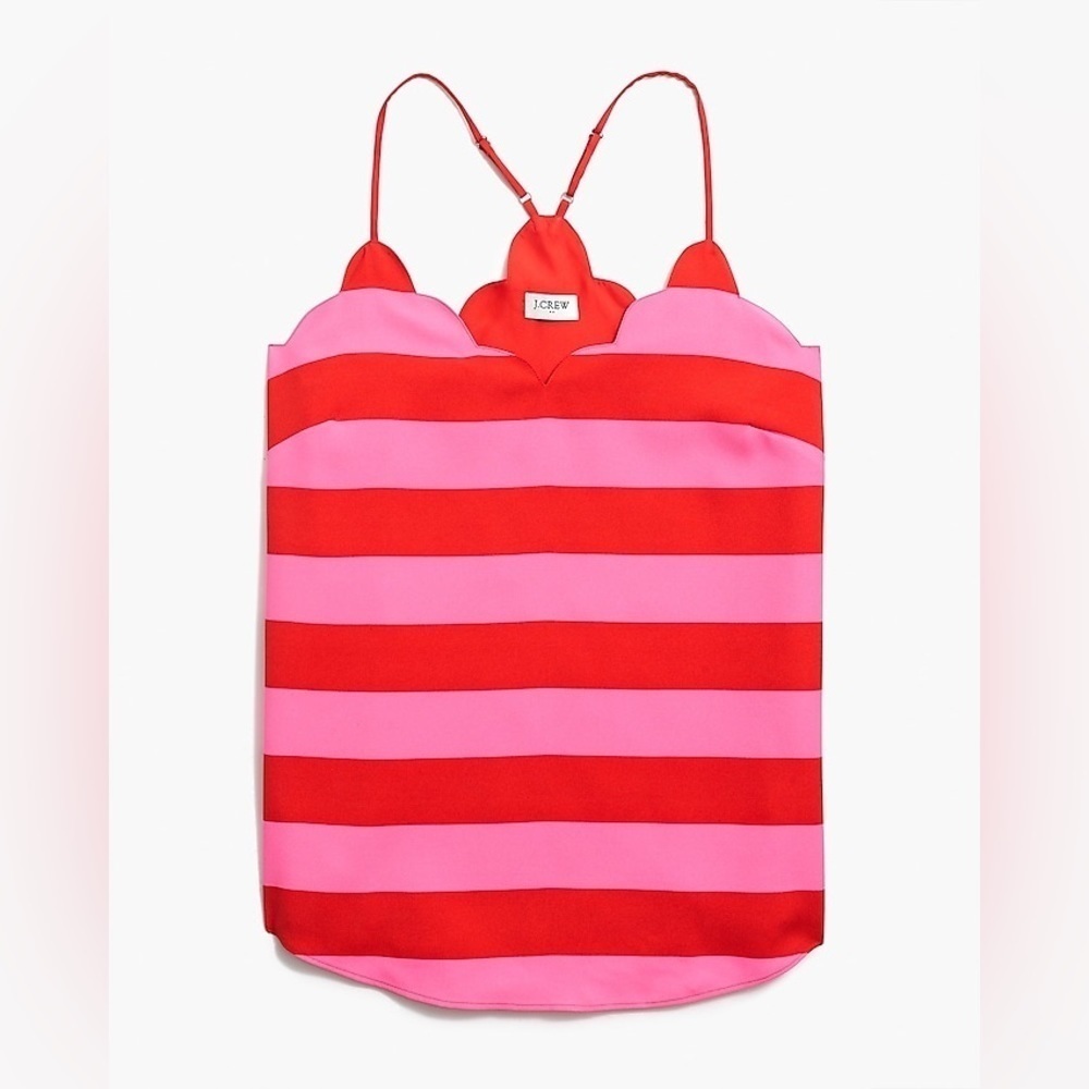 J. CREW Women’s Pink and Red Scalloped Cami Top Size 0